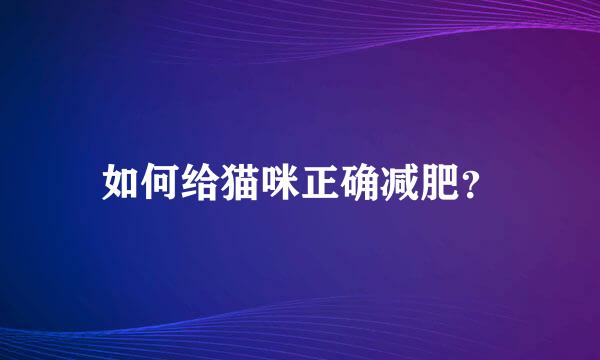 如何给猫咪正确减肥？