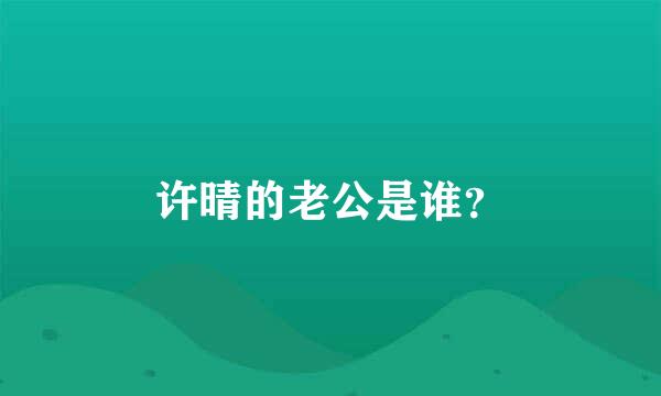 许晴的老公是谁？