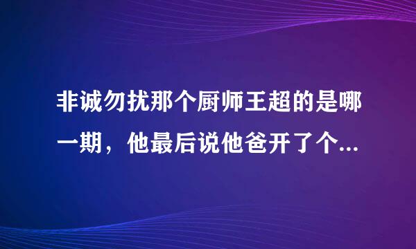 非诚勿扰那个厨师王超的是哪一期，他最后说他爸开了个饭馆耗资2亿叫空中一号吧