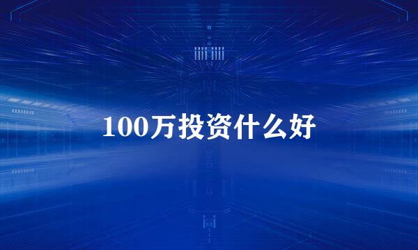 100万投资什么好