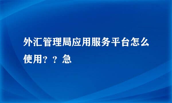 外汇管理局应用服务平台怎么使用？？急