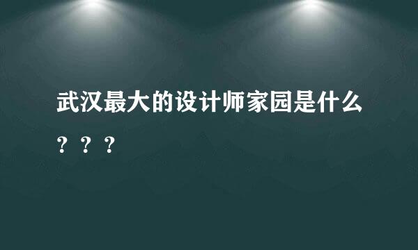 武汉最大的设计师家园是什么？？？