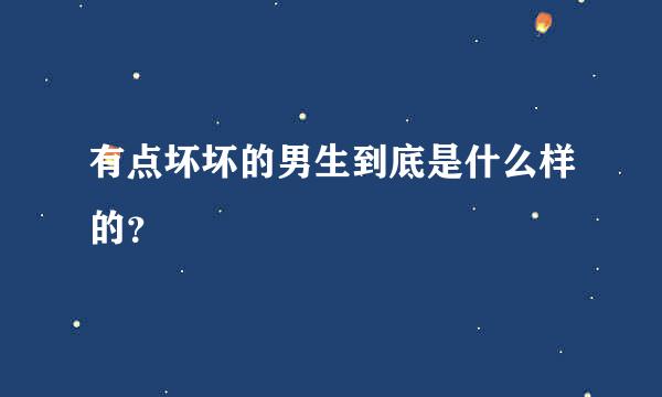 有点坏坏的男生到底是什么样的？