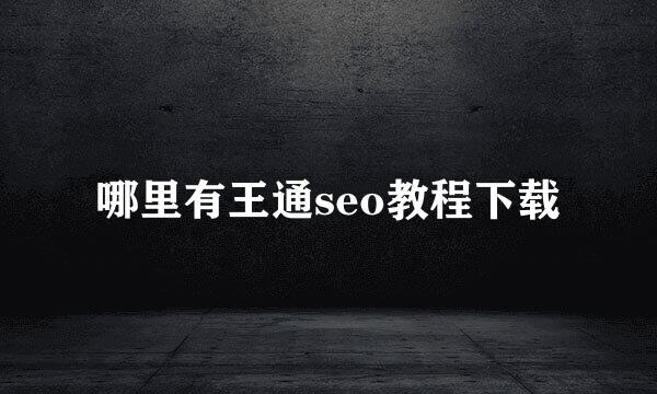 哪里有王通seo教程下载