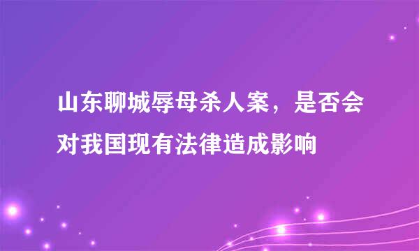 山东聊城辱母杀人案，是否会对我国现有法律造成影响