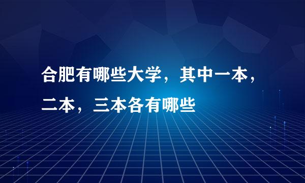 合肥有哪些大学，其中一本，二本，三本各有哪些