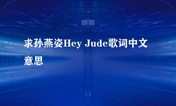 求孙燕姿Hey Jude歌词中文意思