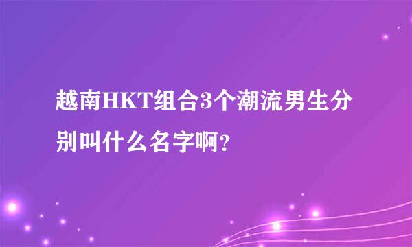 越南HKT组合3个潮流男生分别叫什么名字啊？