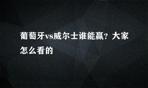 葡萄牙vs威尔士谁能赢？大家怎么看的