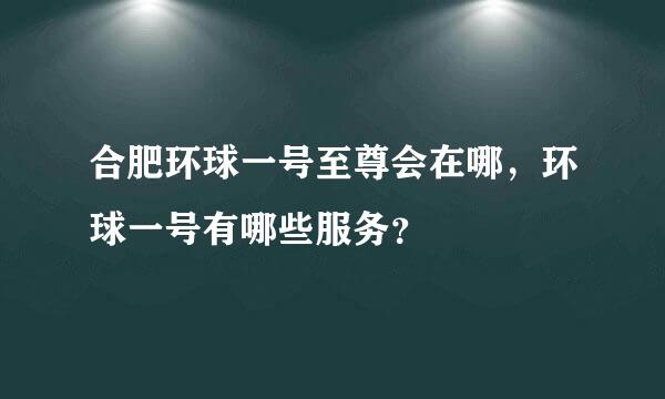 合肥环球一号至尊会在哪，环球一号有哪些服务？