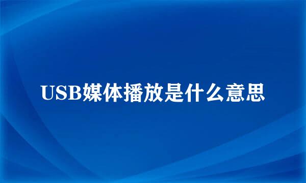 USB媒体播放是什么意思