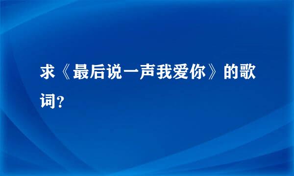 求《最后说一声我爱你》的歌词？