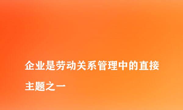 
企业是劳动关系管理中的直接主题之一
