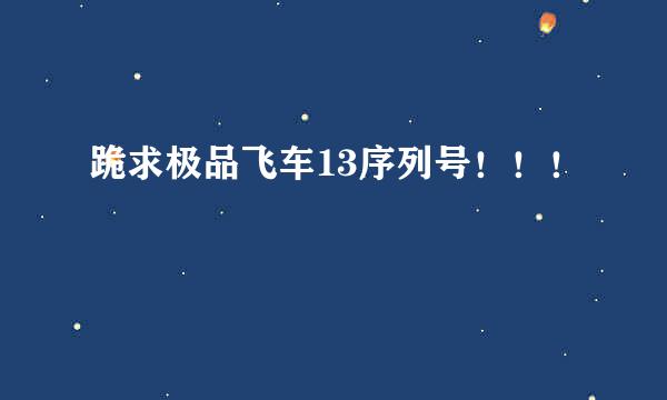 跪求极品飞车13序列号！！！