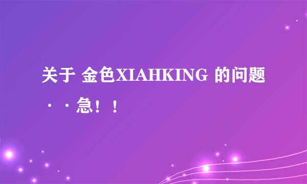 关于 金色XIAHKING 的问题··急！！