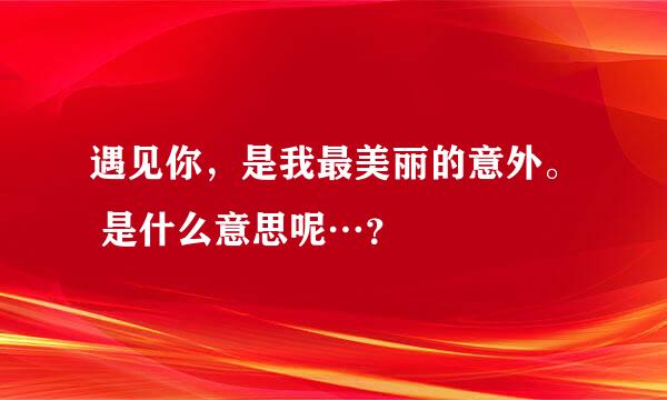 遇见你，是我最美丽的意外。 是什么意思呢…？