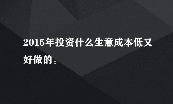 2015年投资什么生意成本低又好做的。