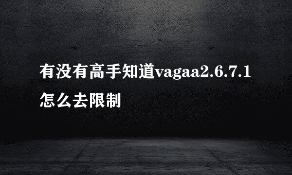 有没有高手知道vagaa2.6.7.1怎么去限制