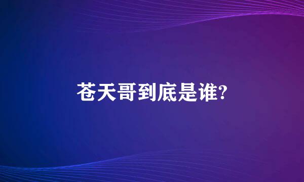 苍天哥到底是谁?