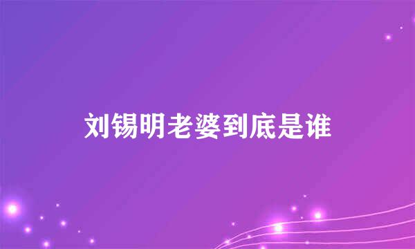 刘锡明老婆到底是谁