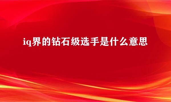 iq界的钻石级选手是什么意思