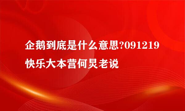 企鹅到底是什么意思?091219快乐大本营何炅老说