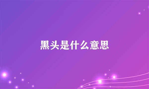 黑头是什么意思