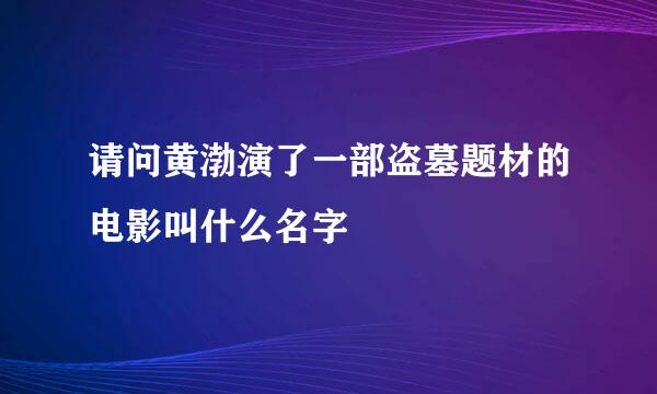 请问黄渤演了一部盗墓题材的电影叫什么名字