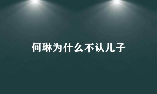 何琳为什么不认儿子