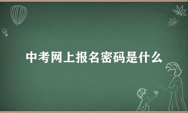 中考网上报名密码是什么