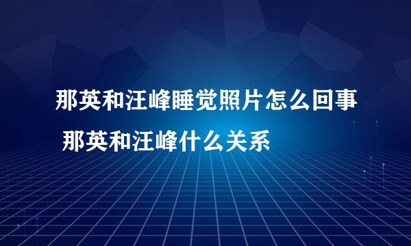 那英和汪峰睡觉照片怎么回事 那英和汪峰什么关系