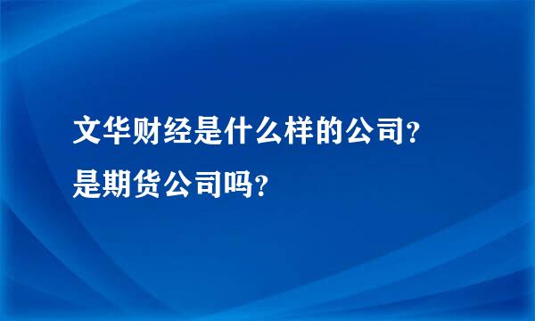 文华财经是什么样的公司？ 是期货公司吗？