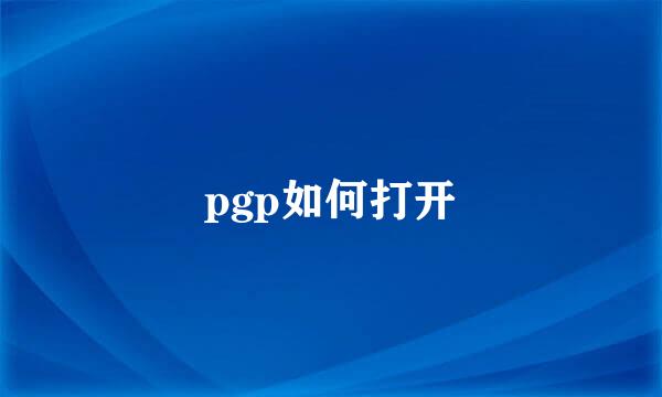 pgp如何打开