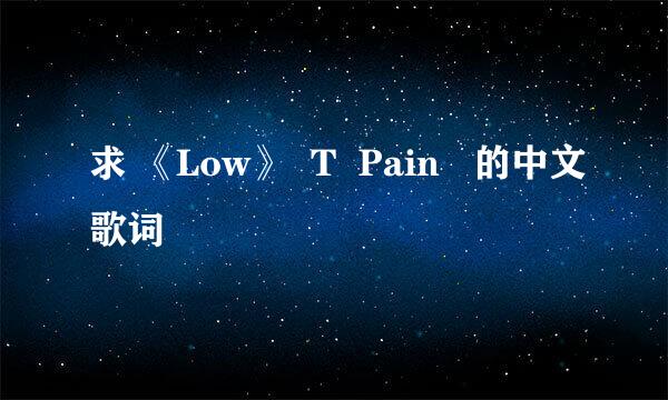 求 《Low》  T  Pain   的中文歌词