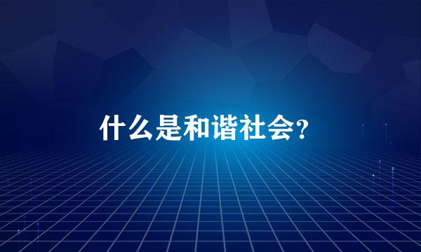 什么是和谐社会？