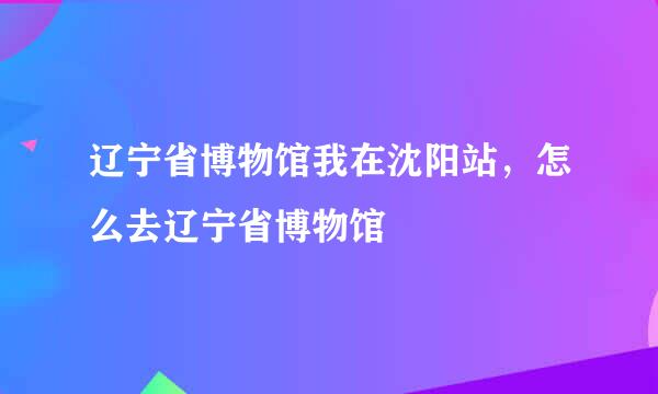 辽宁省博物馆我在沈阳站，怎么去辽宁省博物馆