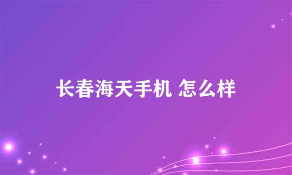 长春海天手机 怎么样