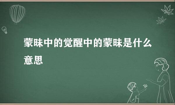 蒙昧中的觉醒中的蒙昧是什么意思