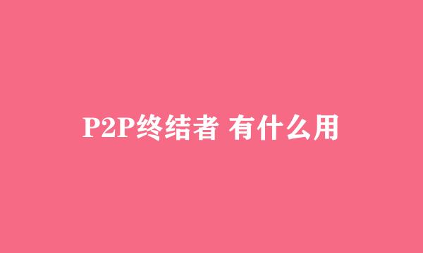 P2P终结者 有什么用