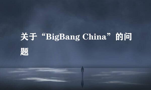 关于“BigBang China”的问题