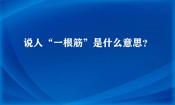 说人“一根筋”是什么意思？