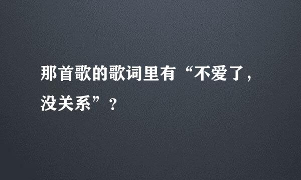 那首歌的歌词里有“不爱了，没关系”？