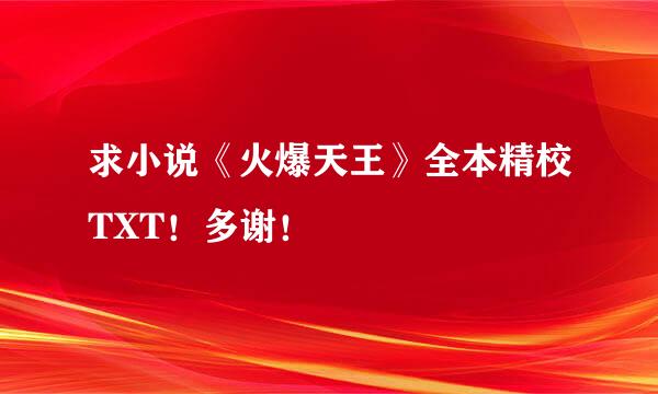 求小说《火爆天王》全本精校TXT！多谢！