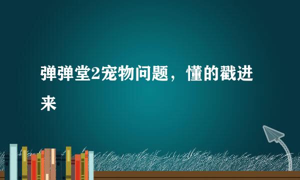 弹弹堂2宠物问题，懂的戳进来