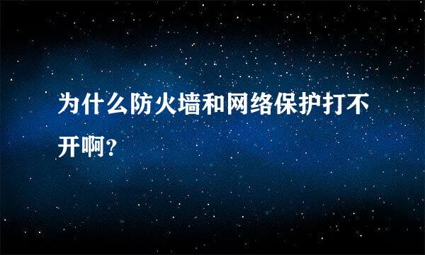 为什么防火墙和网络保护打不开啊？