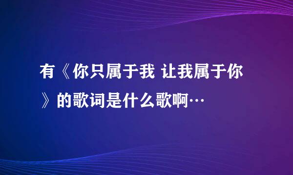 有《你只属于我 让我属于你》的歌词是什么歌啊…