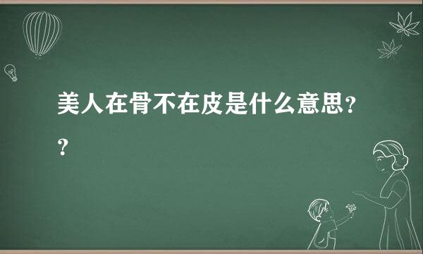 美人在骨不在皮是什么意思？？