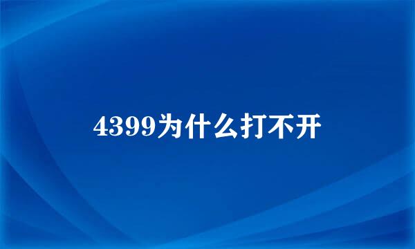 4399为什么打不开