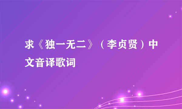 求《独一无二》（李贞贤）中文音译歌词