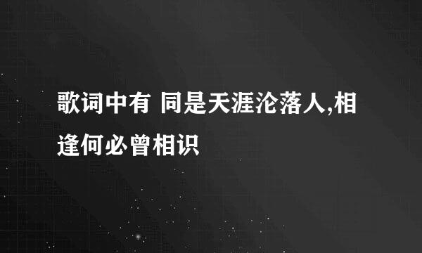 歌词中有 同是天涯沦落人,相逢何必曾相识